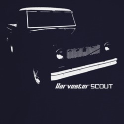 1960 Scout Three Quarter Angle View With Model Name Dark Color T Shirt