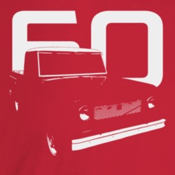 1960 Scout Three Quarter Angle View With Year Dark Color T Shirt