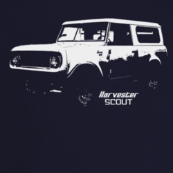1962 Scout Three Quarter Angle View With Model Name Dark Color T Shirt
