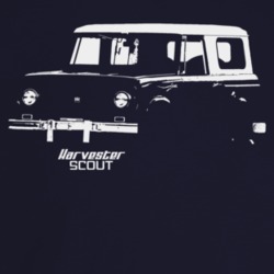 1963 Scout Three Quarter Angle View With Model Name Dark Color T Shirt