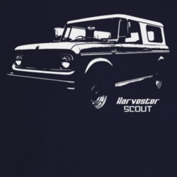 1965 Scout Three Quarter Angle View With Model Name Dark Color T Shirt