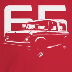 1965 Scout Three Quarter Angle View With Year Dark Color T Shirt