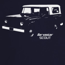 1966 Scout Three Quarter Angle View With Model Name Dark Color T Shirt