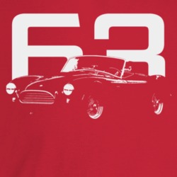 1963 Cobra Three Quarter Angle View With Year Dark Color T Shirt