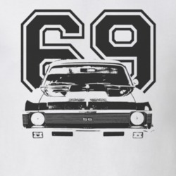 1969 CHEVY NOVA Faded Look Grill View Black Graphic With Year Light T 