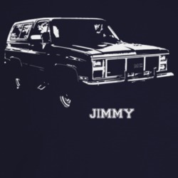 1986 Jimmy Three Quarter Angle View With Model Name Dark Color T Shirt