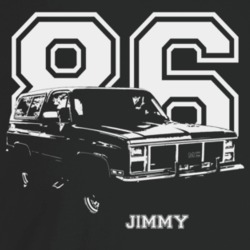 1986 Jimmy Three Quarter Angle View With Year And Model Name Dark Colo