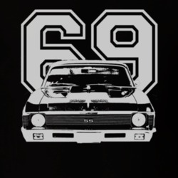 1969 CHEVY NOVA Faded Look Grill View White Graphic With Year Dark T S