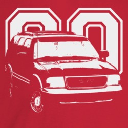 2000 Jimmy Three Quarter Angle View With Year Dark Color T Shirt