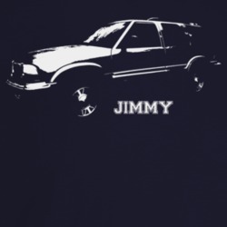 2001 Jimmy Three Quarter Angle View With Model Name Dark Color T Shirt