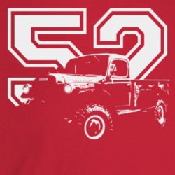 1952 Power Wagon Three Quarter Angle View With Year Dark Color T Shirt