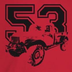 1953 Power Wagon Three Quarter Angle View With Year Light Color T Shir