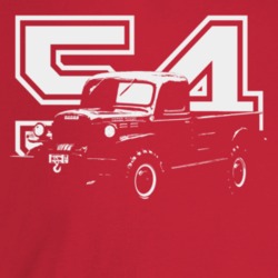 1954 Power Wagon Three Quarter Angle View With Year Dark Color T Shirt