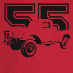 1955 Power Wagon Three Quarter Angle View With Year Light Color T Shir