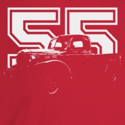 1955 Power Wagon Three Quarter Angle View With Year Dark Color T Shirt