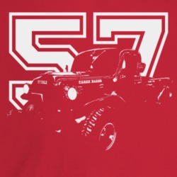1957 Power Wagon Three Quarter Angle View With Year Dark Color T Shirt