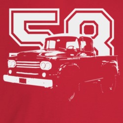 1958 Power Wagon Three Quarter Angle View With Year Dark Color T Shirt