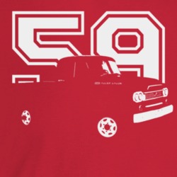 1959 Power Wagon Three Quarter Angle View With Year Dark Color T Shirt
