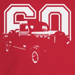1960 Power Wagon Three Quarter Angle View With Year Dark Color T Shirt
