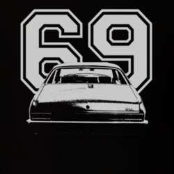 1969 CHEVY NOVA Faded Look Rear View White Graphic With Year Dark T Sh