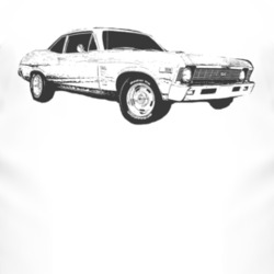 1969 CHEVY NOVA Faded Look Side View Black Graphic Light T Shirt