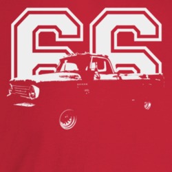 1966 Power Wagon Three Quarter Angle View With Year Dark Color T Shirt