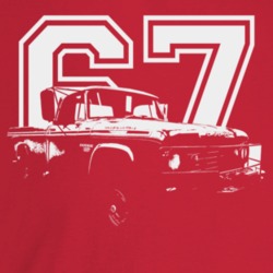 1967 Power Wagon Three Quarter Angle View With Year Dark Color T Shirt