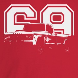 1969 Power Wagon Three Quarter Angle View With Year Dark Color T Shirt