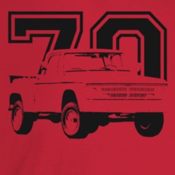 1970 Power Wagon Three Quarter Angle View With Year Light Color T Shir