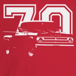1970 Power Wagon Three Quarter Angle View With Year Dark Color T Shirt