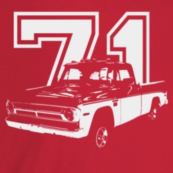 1971 Power Wagon Three Quarter Angle View With Year Dark Color T Shirt