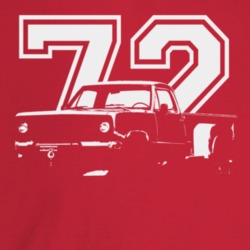 1972 Power Wagon Three Quarter Angle View With Year Dark Color T Shirt