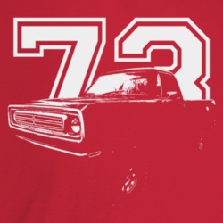 1973 Power Wagon Three Quarter Angle View With Year Dark Color T Shirt