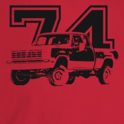 1974 Power Wagon Three Quarter Angle View With Year Light Color T Shir