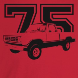 1975 Power Wagon Three Quarter Angle View With Year Light Color T Shir
