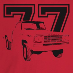 1977 Power Wagon Three Quarter Angle View With Year Light Color T Shir