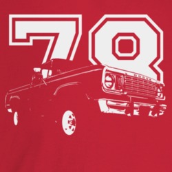 1978 Power Wagon Three Quarter Angle View With Year Dark Color T Shirt