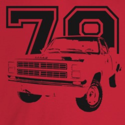 1979 Power Wagon Three Quarter Angle View With Year Light Color T Shir
