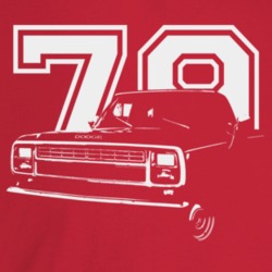 1979 Power Wagon Three Quarter Angle View With Year Dark Color T Shirt