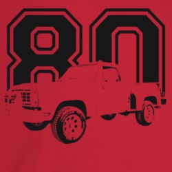 1980 Power Wagon Three Quarter Angle View With Year Light Color T Shir