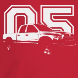 2005 Power Wagon Three Quarter Angle View With Year Dark Color T Shirt