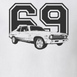 1969 CHEVY NOVA Faded Look Side View Black Graphic With Year Light T S