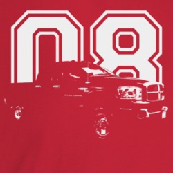 2008 Power Wagon Three Quarter Angle View With Year Dark Color T Shirt