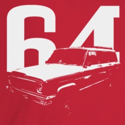 1964 Wagoneer Three Quarter Angle View With Year Dark Color T Shirt