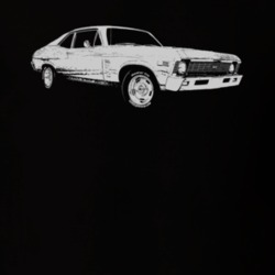 1969 CHEVY NOVA Faded Look Side View White Graphic Dark T Shirt