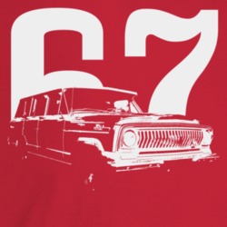 1967 Wagoneer Three Quarter Angle View With Year Dark Color T Shirt