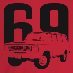 1969 Wagoneer Three Quarter Angle View With Year Light Color T Shirt