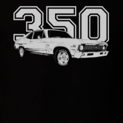 1969 CHEVY NOVA Faded Look Side View White Graphic With Engine Size Da