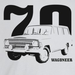 1970 Wagoneer Three Quarter Angle View With Year And Model Name T Shirt