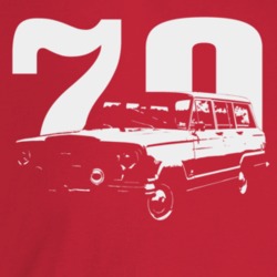 1970 Wagoneer Three Quarter Angle View With Year Dark Color T Shirt